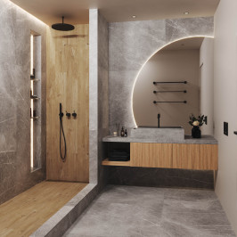 Carrelage en céramique sol et mur | 90x90 cm | Ivalo Gris