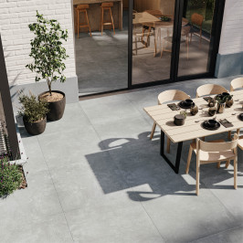 Carrelage extérieur en céramique | 90x90 cm | Tilestone Betontec Grey