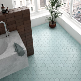 Carrelage en céramique sol et mur | 10.1x11.6 cm | Kromatika Bleu Clair Hexagon