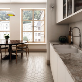 Carrelage en céramique sol et mur | 10.1x11.6 cm | Kromatika Beige Hexagon