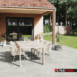 Carrelage extérieur en céramique | 60x120 cm | Tilestone Eagle Stone Light 2cm carrelage terasse en ceramique, carrelage terasse, gris moyen, 137284, imitation pierre naturelle,