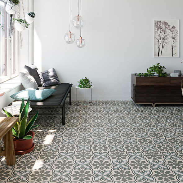 carrelages sol à motifs en céramique, carrelages sol, gris medium, blue, multi couleurs, impermo, scandinavisch, green