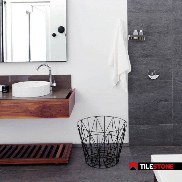 carrelage céramique sol, carrelage sol, anthracite, sol anti-glissant, carrelage salle de bain, douche, Tilestone Santander Black 